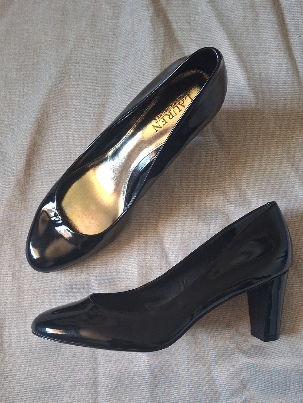 Lauren Ralph Lauren Hala Black Patent Leather Pumps Heels Size 10B